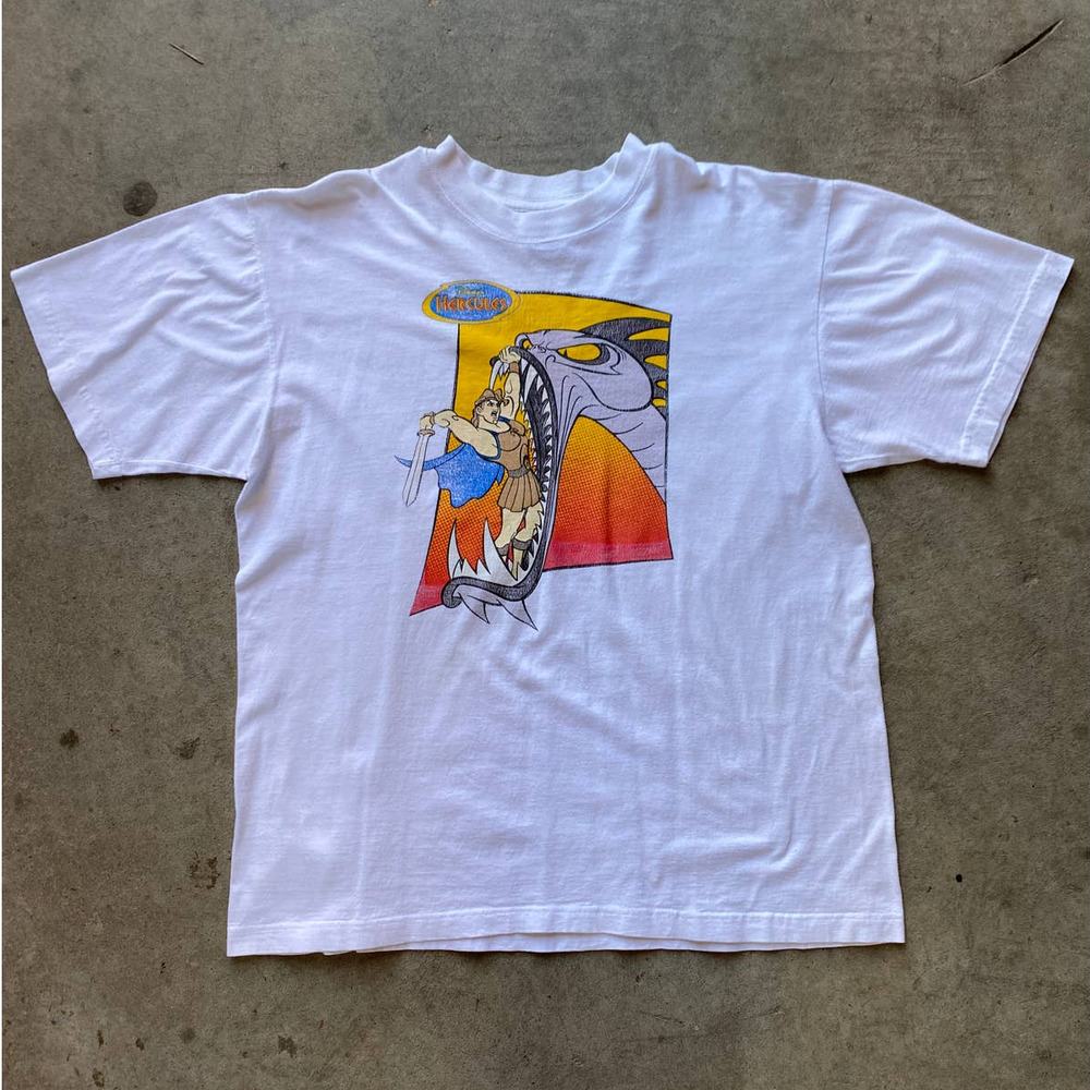 Disney's Hercules Movie Inspired Tee Custom Box Logo Big Print - L/XL